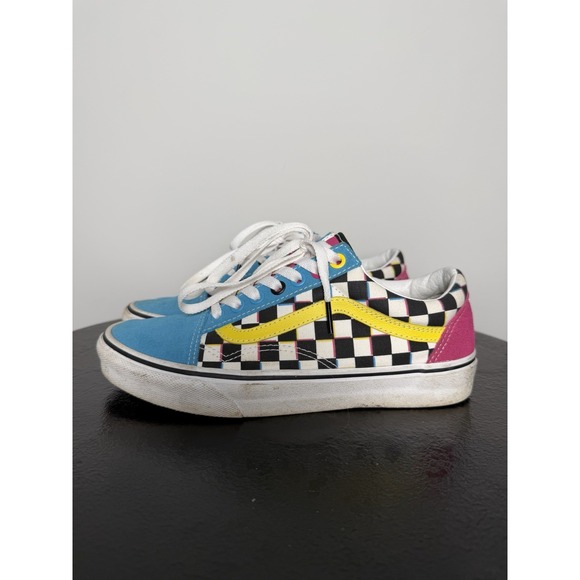 Vans Shoes - Vans Old Skool Pink/Blue/Checkerboard - Mens‎ 6.5 Women's 8 Color Shift 90s 80s